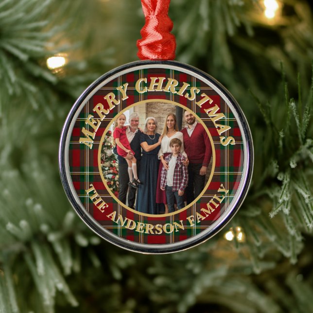 Ornamento De Metal Ralph Lauren Tartan Plaid Family Photo Christmas (Árvore)