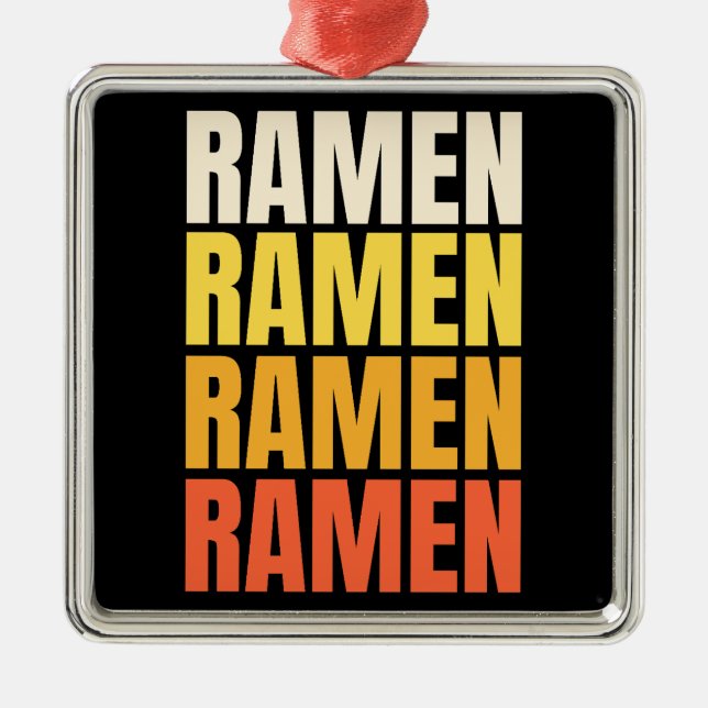 Ornamento De Metal Ramen design de texto (Frente)