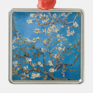 Ornamento De Metal Ramos com pintura de Van Gogh da flor da amêndoa