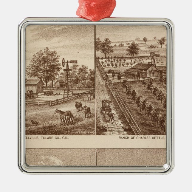 Ornamento De Metal Ranchos, estábulos, Tulare Co, Cal (Frente)