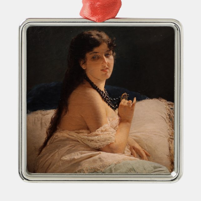 Ornamento De Metal Rapariga com Medalhão (por Gerolamo Induno) (Frente)