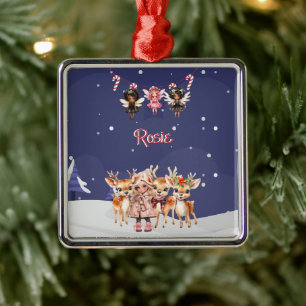 Ornamento De Metal Rapariga de Natal Reindeer Candy Candy Fairies