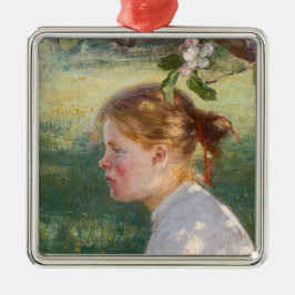 Ornamento De Metal Rapariga sob a árvore da maçã (por Danielson-Gambo