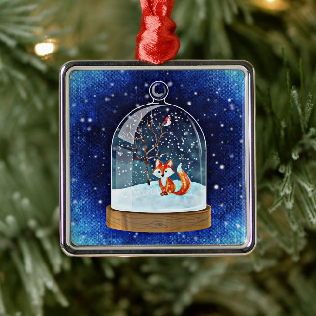 Ornamento De Metal Raposa branca dentro a neve (Árvore)