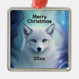 Ornamento De Metal Raposa Branca Incrível na Terra Gelada