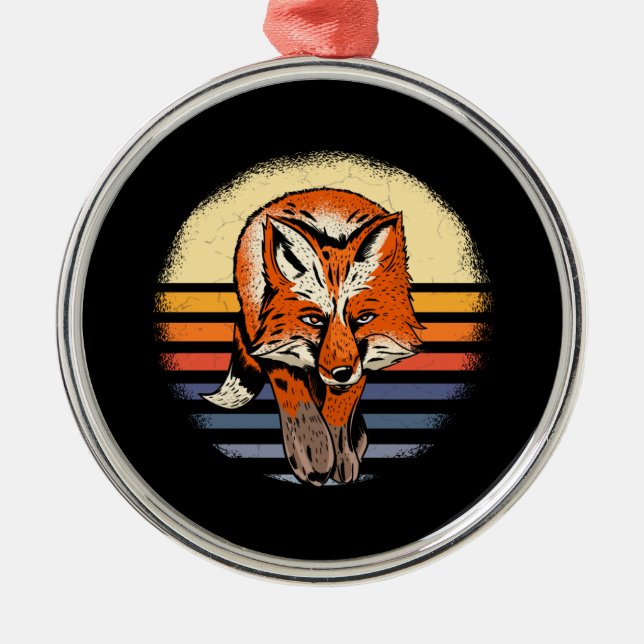 Ornamento De Metal Raposa Retro Vintage (Frente)