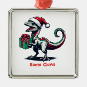 Ornamento De Metal Raptor de chapéu de Natal