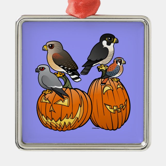 Ornamento De Metal Raptores de Birdorable em abóboras (Frente)