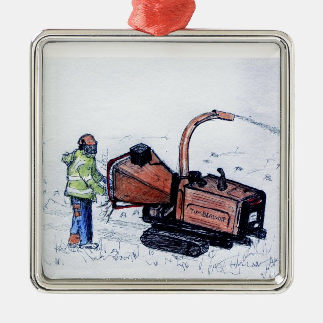 Ornamento De Metal Raspadora de madeira de Timberwolf (Frente)