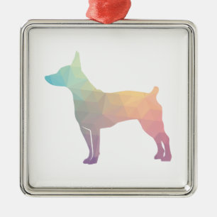Ornamento De Metal Rat Terrier Dog Breed Geo Silhouette Pastel