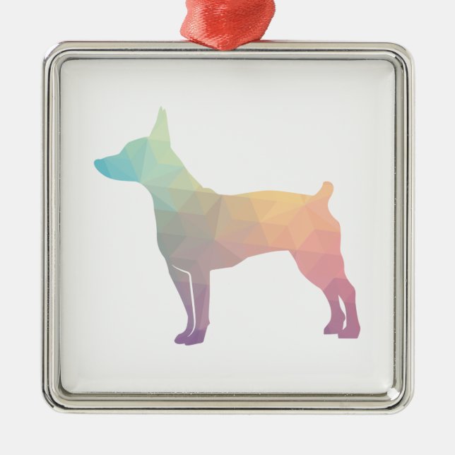 Ornamento De Metal Rat Terrier Dog Breed Geo Silhouette Pastel (Frente)