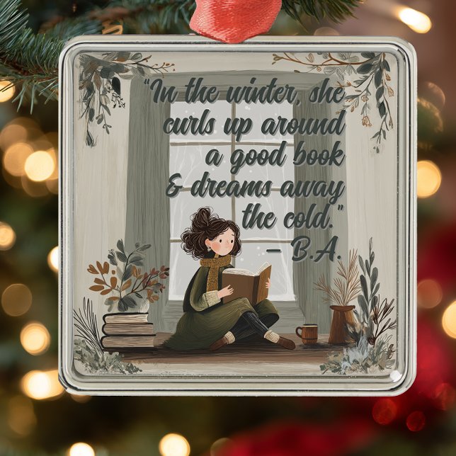 Ornamento De Metal Reading Book Club Christmas Metal Ornament (Reading Quote Book Club Ornament)