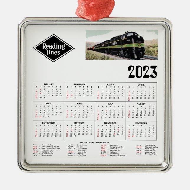 Ornamento De Metal Reading railroad calendar     (Frente)