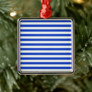Ornamento De Metal Real Blue Combination Stripes por Shirley Taylor