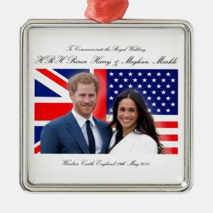 Ornamento De Metal Real Casamento Príncipe Harry e Meghan Markle