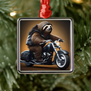 Ornamento De Metal Rebel Sloth: Uma Motobicicleta Que Caminhava Com U