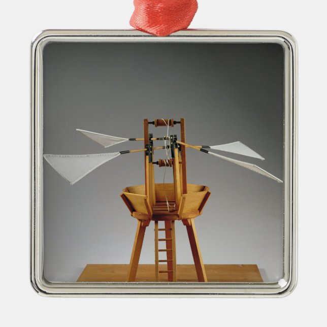 Ornamento De Metal Reconstrução modelo do design de da Vinci (Frente)