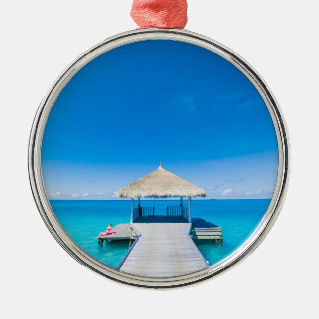 Ornamento De Metal Recurso tropical da praia | do paraíso, Maldives (Frente)