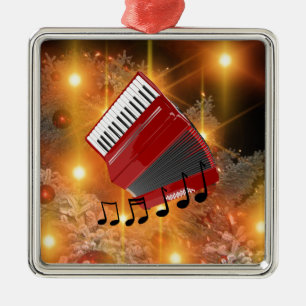 Ornamento De Metal Red Accordion, Holiday Design,