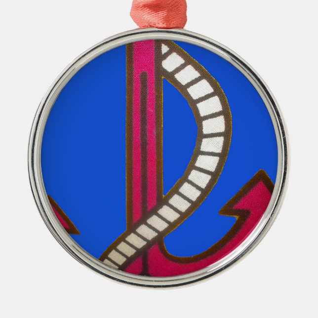 Ornamento De Metal Red Anchor Art Impressão (Frente)