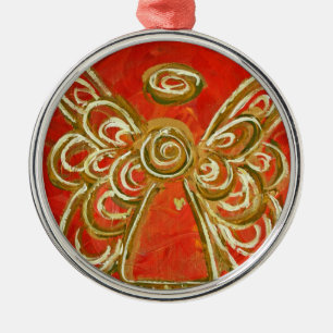 Ornamento De Metal Red Angel Ornament