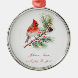 Ornamento De Metal Red Bird Cardinal Christmas Ornament