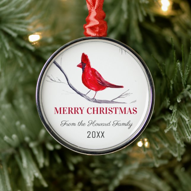 Ornamento De Metal Red Cardinal Felry Christmas Bird Winter (Árvore)