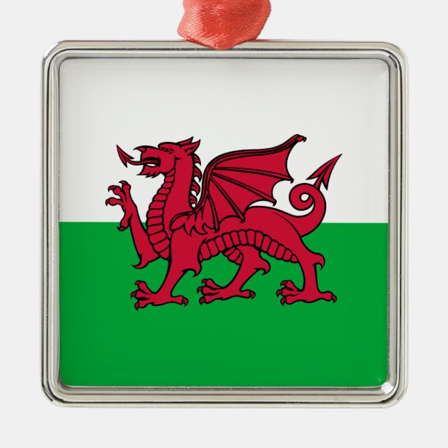 Ornamento De Metal Red Dragon Celtic Flag & Welsh (Frente)