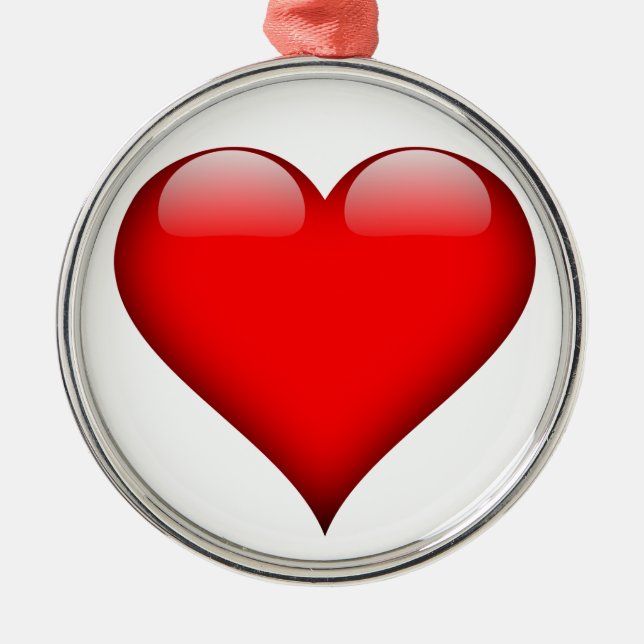 Ornamento De Metal Red Heart Love (Frente)