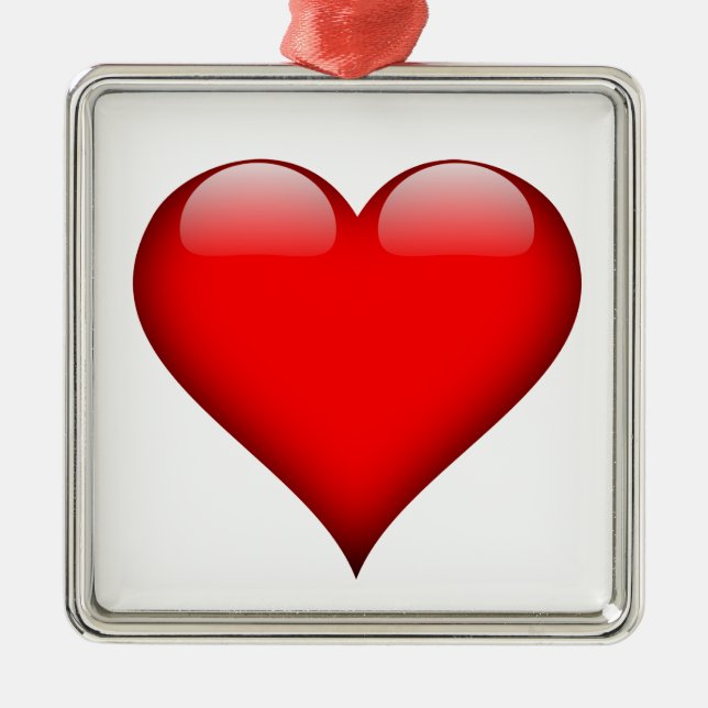 Ornamento De Metal Red Heart Love (Frente)