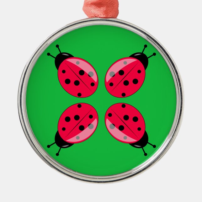 Ornamento De Metal Red Ladybugs (Frente)