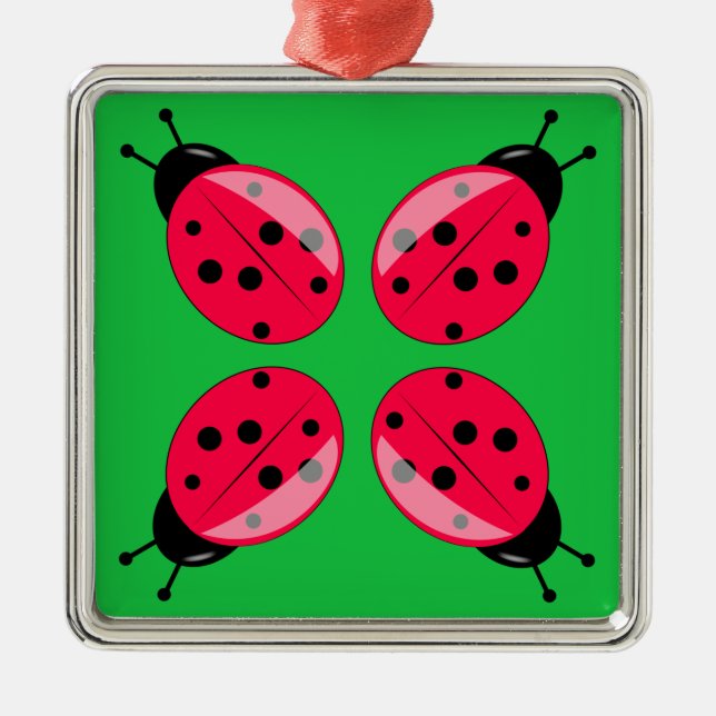 Ornamento De Metal Red Ladybugs (Frente)
