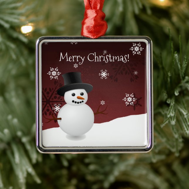 Ornamento De Metal Red Snowman Winter Scene Cerâmica Ornament (Árvore)
