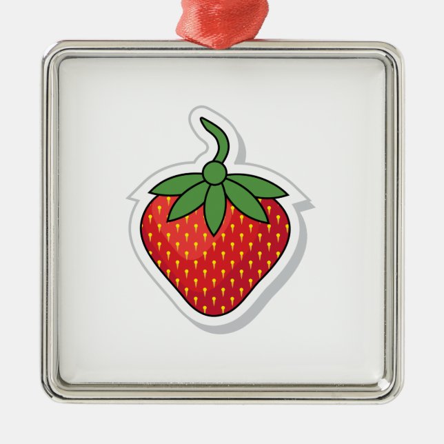 Ornamento De Metal Red Sweet Strawberry (Frente)