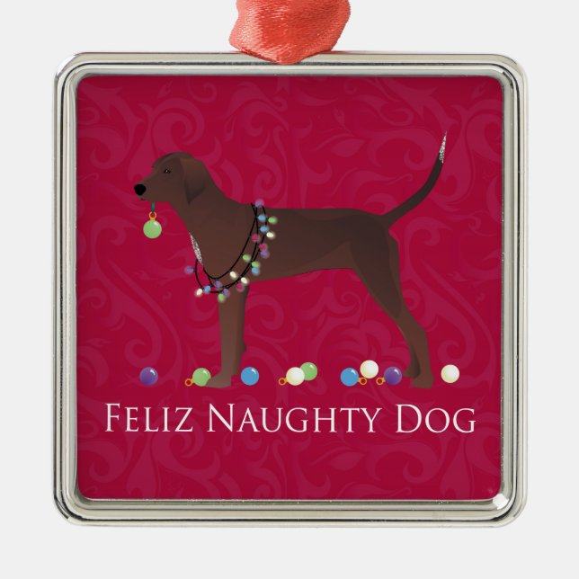 Ornamento De Metal Redbone Coonhound Natal (Frente)