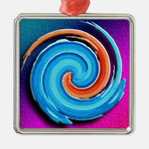 Ornamento De Metal Redemoinho cor-de-rosa e azul do furacão