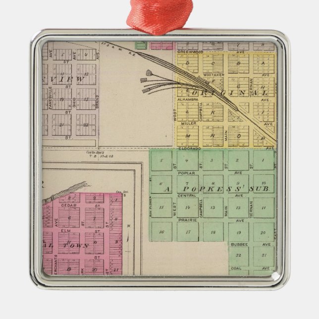 Ornamento De Metal Reece, Fall River, Hamilton e Climax, Kansas (Frente)