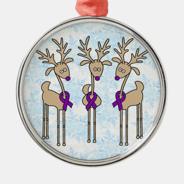 Ornamento De Metal Refeita de fita roxa - Doença de Alzheimer (Frente)