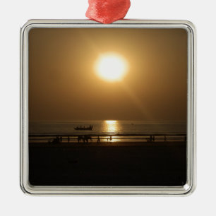 Ornamento De Metal Reflexão Sunset no Verão ouro na Praia