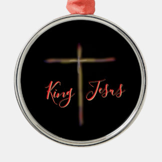 Ornamento De Metal Rei Cristão Jesus com Cruz