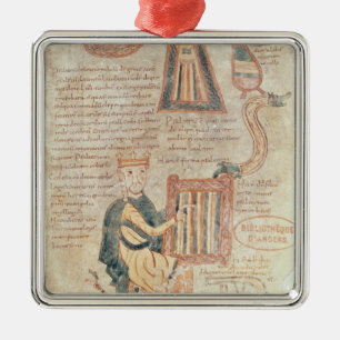 Ornamento De Metal Rei David que joga um saltério de um psalter