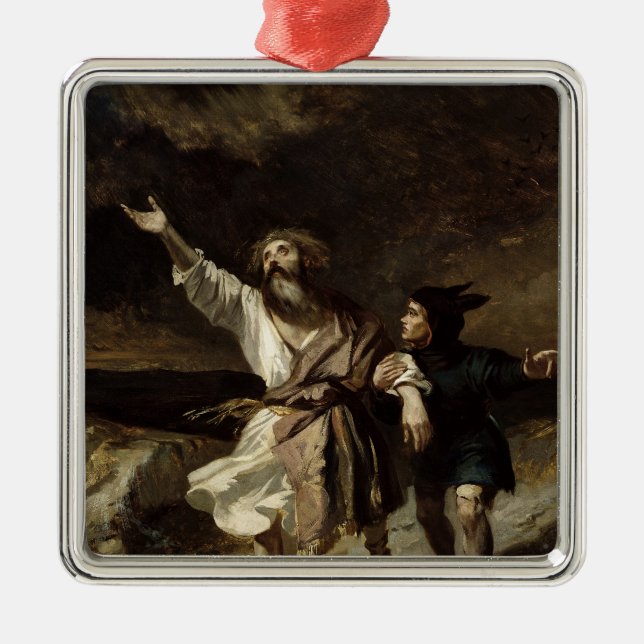 Ornamento De Metal Rei Lear e tolo na tempestade (Frente)