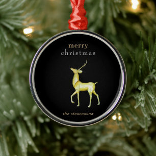 Ornamento De Metal Reinador Dourado de Natal de Preto Minimalista