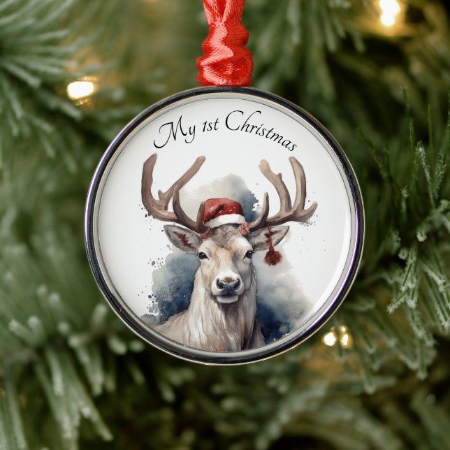 Ornamento De Metal Reindeer de Natal, personalizável (Árvore)