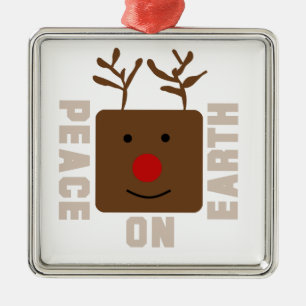 Ornamento De Metal Reindeer Peace on Earth Ornament