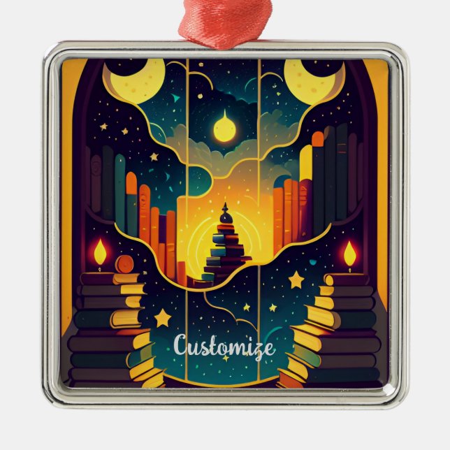 Ornamento De Metal Reino Magical De Livros (Frente)