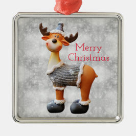 Ornamento De Metal Renalva de Natal alce vestindo um chapéu     