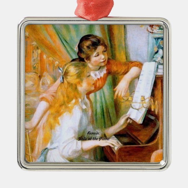 Ornamento De Metal Renoir: Meninas no Piano (Frente)