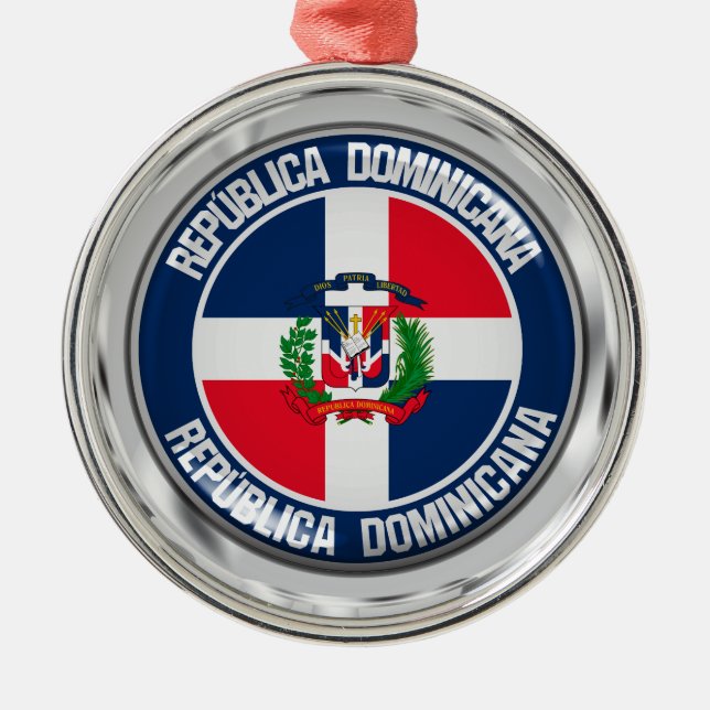 Ornamento De Metal República Dominicana Redonda Emblem (Frente)