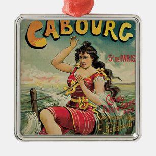 Ornamento De Metal Resort de Praia Cabourg, França, Arte de Viagem Vi